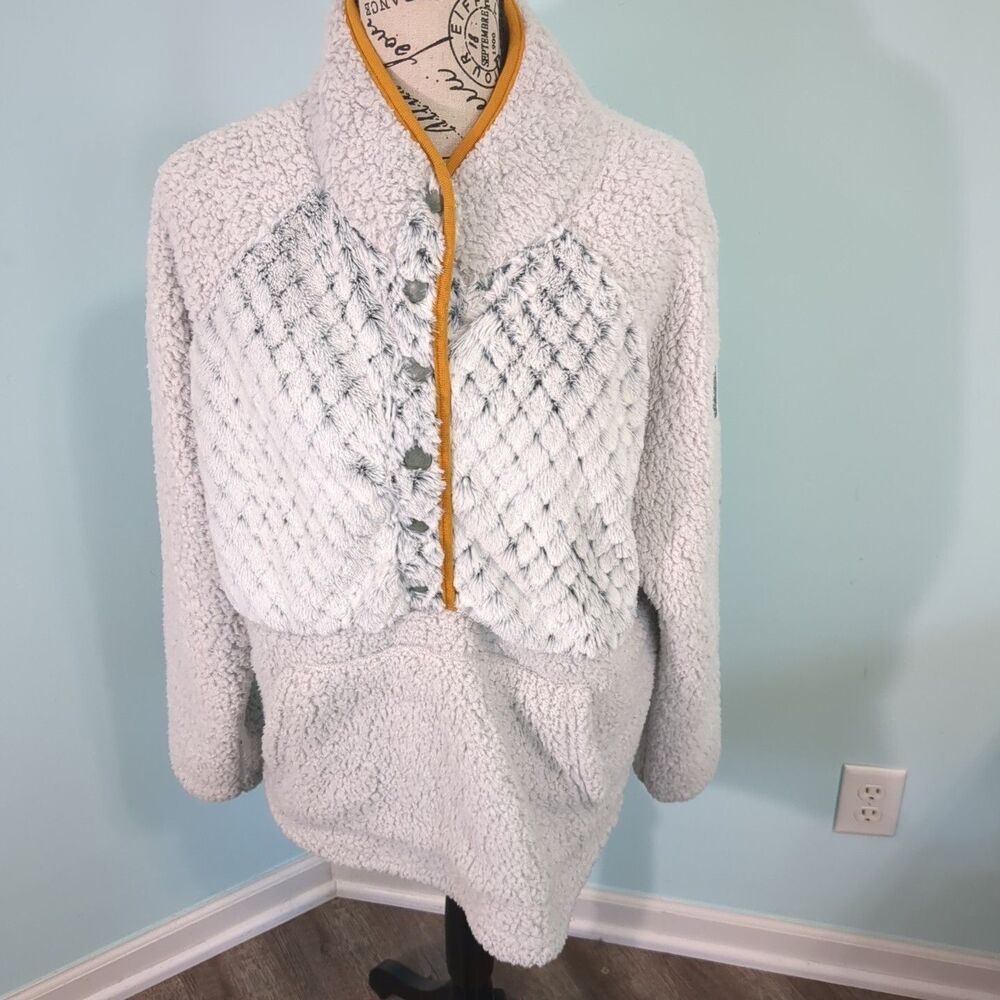 Simply Southern Fleece Womens large Gray 1/4 Snap Pullover Kangaroo Pocket prepp